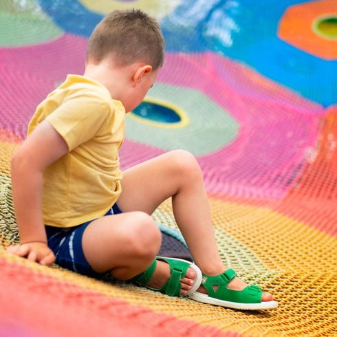 Bobux Kid + Plus Rise Open Toe Sandal Emerald Green 839104 Clearance